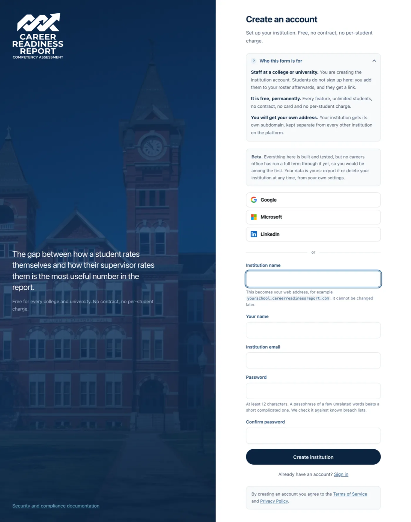 The signup form